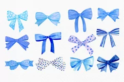 Watercolor clipart blue bows. Clipart- PNG hand drawing Product Image 2
