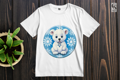 Cute Polar Bear Snowflake Clipart Sublimation PNG Product Image 2