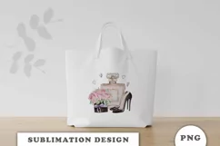 Watercolor Perfume with flowers and shoes Sublimation Product Image 2