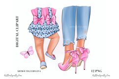 Glamorous Mother Daughter Clipart: Heels &amp; Long Legs Product Image 1