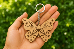 Boho Celestial Butterfly Keychain SVG - Laser Cut File Product Image 1