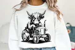 Highland Cow & Tractor svg Design | Svg Cut File | Shirt Svg Product Image 1