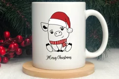 Baby Pig Santa Hat Svg Christmas Svg Christmas Animal Svg Product Image 5