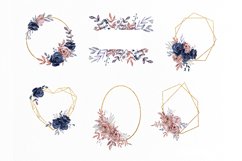 Watercolor Dark Blue roses frame clipart Product Image 2