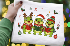 Cute Christmas Frog Carolers PNG, Singing Frogs Christmas Product Image 5