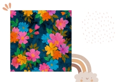 Colorful Pillow Design, Cartoon Flowers Pillow Case PNG Product Image 2