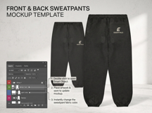 Streetwear Sweatpants PSD Mockup Front Back Template Product Image 2