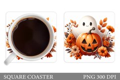 Fall Ghost Coaster Sublimation. Cute Ghost Coaster Design Product Image 1