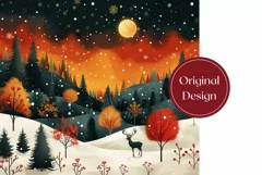 Christmas Tumbler Wrap, Winter Forest Tumbler Sublimation Product Image 2