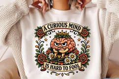 A Curious Mind Is Hard To Fool Funny Smart Brain Shirt Product Image 2