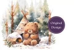Christmas Tumbler Wrap, Christmas Little Bear Sublimation Product Image 2