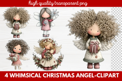 4 Whimsical Christmas Angel Clipart | Cute Holiday Angel PNG Product Image 1