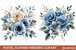 Pastel Flowers Watercolor Clipart, Watercolor Flowers Product Image 1