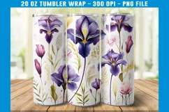Iris Floral Tumbler Wrap | Floral Tumbler Sublimation Product Image 2