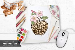 Leopard Print Apple with Floral Art Supplies Mouse Pad PNG Product Image 1