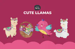 Colorful Llama Clipart: Decorated Alpaca Stickers Product Image 2