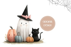 Watercolor Halloween Backgrounds, Halloween Ghost PNG Product Image 2