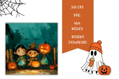 Kids Halloween Square Coasters, Cartoon Halloween Coasters Product Image 2