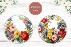 Floral Wreath Car Coaster, Watercolor Flowers Coaster Design Product Image 2