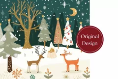 Christmas Tumbler Wrap, Christmas Forest Tumbler, Deer PNG Product Image 2