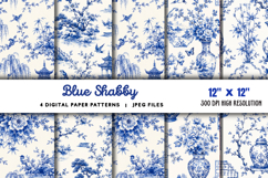Blue Shabby Chic Chinoiserie Junk Journal JPG Product Image 1