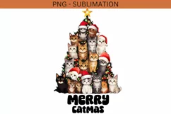 Merry Catmas for Christmas Sweatshirt, Cats Png Design Product Image 1
