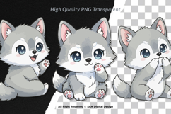 15 Bundle Watercolor Cute Wolf Chibi Nigh Animal Wildlife Product Image 2