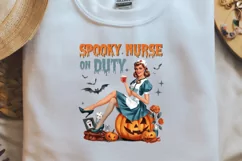 Vintage Halloween Nurse Spooky nurse on duty PNG Product Image 1