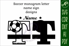 Football or Soccer Capital Monogram Letter T SVG Product Image 2