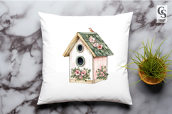 Floral Garden Birdhouse Clipart Sublimation PNG Product Image 2