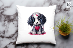 Cute Puppy With Heart Clipart Sublimation PNG Product Image 3