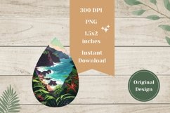 Tropical Beach Teardrop Earring, Hawaii Earrings Sublimation Product Image 2