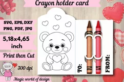Valentine's Day Bear Coloring Card holder svg, hearts svg Product Image 1