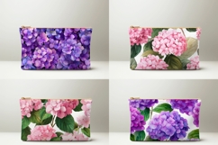 Hydrangea Cosmetic Bag, Summer Flowers Cosmetic Bag Print Product Image 2