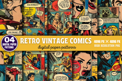 Retro Vintage Comics Background Bundle PNG Product Image 3