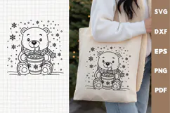 Cozy vibes SVG, Cute Christmas Bear SVG clip art Product Image 1