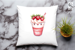 Cute Strawberry Milkshake Clipart PNG Product Image 3
