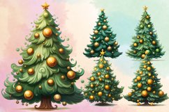 Watercolor Christmas tree clipart Bundle, Christmas Bundle Product Image 3