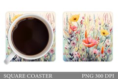 Wildflowers Coaster Design. Flowers Square Coaster Product Image 1