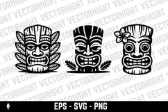 Tiki tribal wooden mask set and Tiki mug. Hawaiian tradition Product Image 2