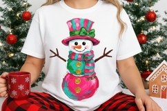 Preppy Brushstroke Snowman Png, Snowman Sublimation Png. Product Image 3