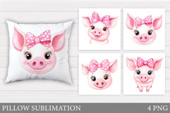 Cute Pig Pillow Design. Cute Pig Sublimation Product Image 1