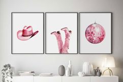 Pink Cowgirl Boots Set of 3 Prints Product Image 2