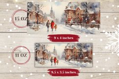 Watercolor Christmas City Mug, Coffee Christmas Sublimation Product Image 2