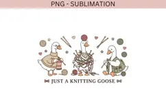 Knitting Goose PNG Illustration | Whimsical Yarn Craft Product Image 2