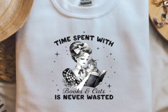 Retro Girl Quotes Books cats is never wasted PNG Sublimation Product Image 2