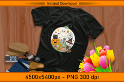 Cute Pumpkin Witch and Ghost Halloween Scene PNG Product Image 2