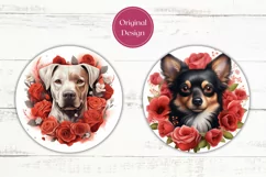 Valentine Dog Car Coaster Designs, Floral Dog Car Coasters Product Image 2