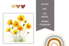 Yellow Flowers Square Coasters, Floral Square Coaster PNG Product Image 2