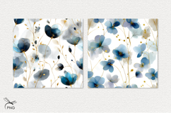Blue flowers digital paper, background clipart Product Image 2